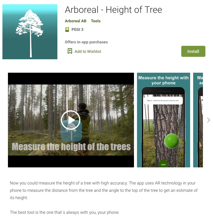 Arboreal Height of tree Android Google play